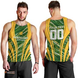 Personalised Australia Matildas Men Tank Top Abstract Line