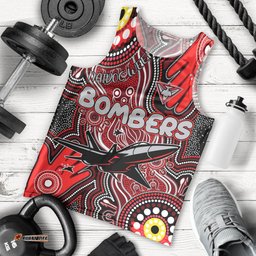 Personalised NAIDOC Week 2024 Essendon Bombers Men Tank Top Australian Aboriginal Hand Painting