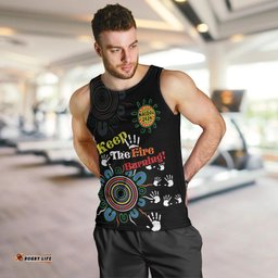 NAIDOC 2024 Indigenous Aboriginal Men Tank Top The Fire Burns Forever
