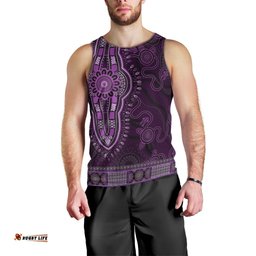 Purple African Dashiki With Australia Aboriginal Art Men Tank Top