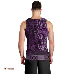 Purple African Dashiki With Australia Aboriginal Art Men Tank Top