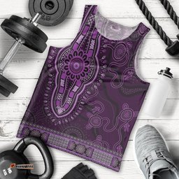 Purple African Dashiki With Australia Aboriginal Art Men Tank Top