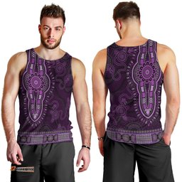Purple African Dashiki With Australia Aboriginal Art Men Tank Top