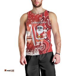 Christmas In July Australia Men Tank Top Santa Surfboard Sydney Opera House - Red