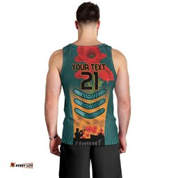 Custom Wallaroos Rugby ANZAC Men Tank Top Poppy Soldier With Aboriginal Dots Art