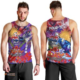 Personalised Australia Rugby Storm ANZAC Men Tank Top Melbourne Scratch Style