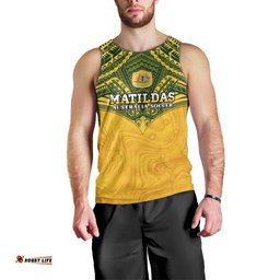 Custom Australia Matildas Men Tank Top Polynesian Mix Gold Marble