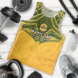Custom Australia Matildas Men Tank Top Polynesian Mix Gold Marble
