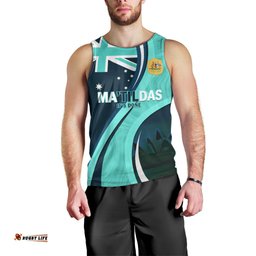 Matildas Soccer Men Tank Top 2024 Happy Australia Day Kangaroo Aussie Proud - Turquoise