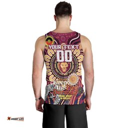 Custom Brisbane Lions NAIDOC Week 2024 Men Tank Top Mascot Football