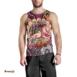 Custom Brisbane Lions NAIDOC Week 2024 Men Tank Top Mascot Football