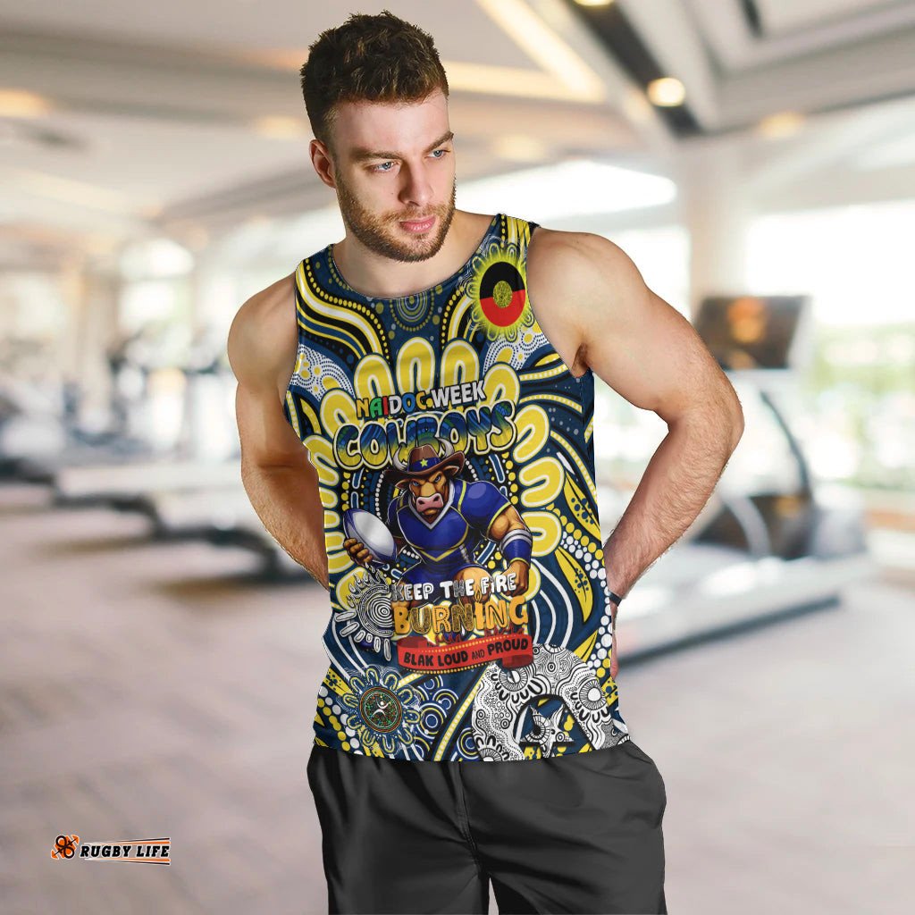 Custom NAIDOC Week 2024 Cowboys Men Tank Top Mascot Rugby
