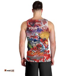 Personalised Australia Rugby Dragons ANZAC Men Tank Top St George Illawarra Scratch Style