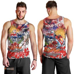 Personalised Australia Rugby Dragons ANZAC Men Tank Top St George Illawarra Scratch Style