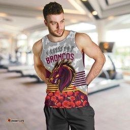 Broncos Rugby ANZAC Day 2024 Men Tank Top Camouflage Style