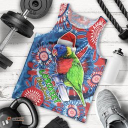 Australia Lorikeet Aboriginal Rainbow Tie Dye Merry Christmas Men Tank Top