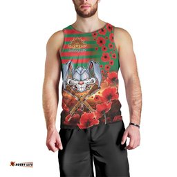 Personalised Rabbitohs Rugby ANZAC Men Tank Top Starry Night and Field of Poppies