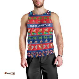 Personalised Australia Christmas Men Tank Top Aussie Santa Claus Beach Xmas Vibes