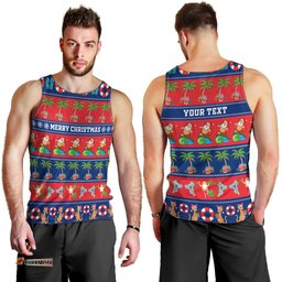 Personalised Australia Christmas Men Tank Top Aussie Santa Claus Beach Xmas Vibes