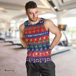 Personalised Australia Christmas Men Tank Top Aussie Santa Claus Beach Xmas Vibes