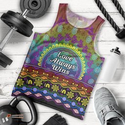 Australia LGBT History Month Men Tank Top Love Always Wins Aboriginal