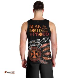 Australia NAIDOC 2024 Men Tank Top Blak Loud and Proud Aboriginal Lizard Art