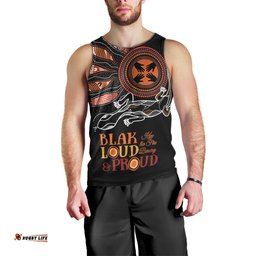Australia NAIDOC 2024 Men Tank Top Blak Loud and Proud Aboriginal Lizard Art