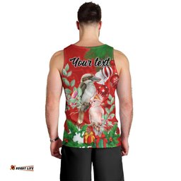 Personalised Kookaburra Lover Men Tank Top Australia Merry Christmas Aboriginal Red Style