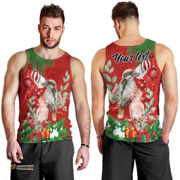 Personalised Kookaburra Lover Men Tank Top Australia Merry Christmas Aboriginal Red Style