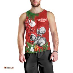 Wombat Lover Men Tank Top Australia Merry Christmas Aboriginal