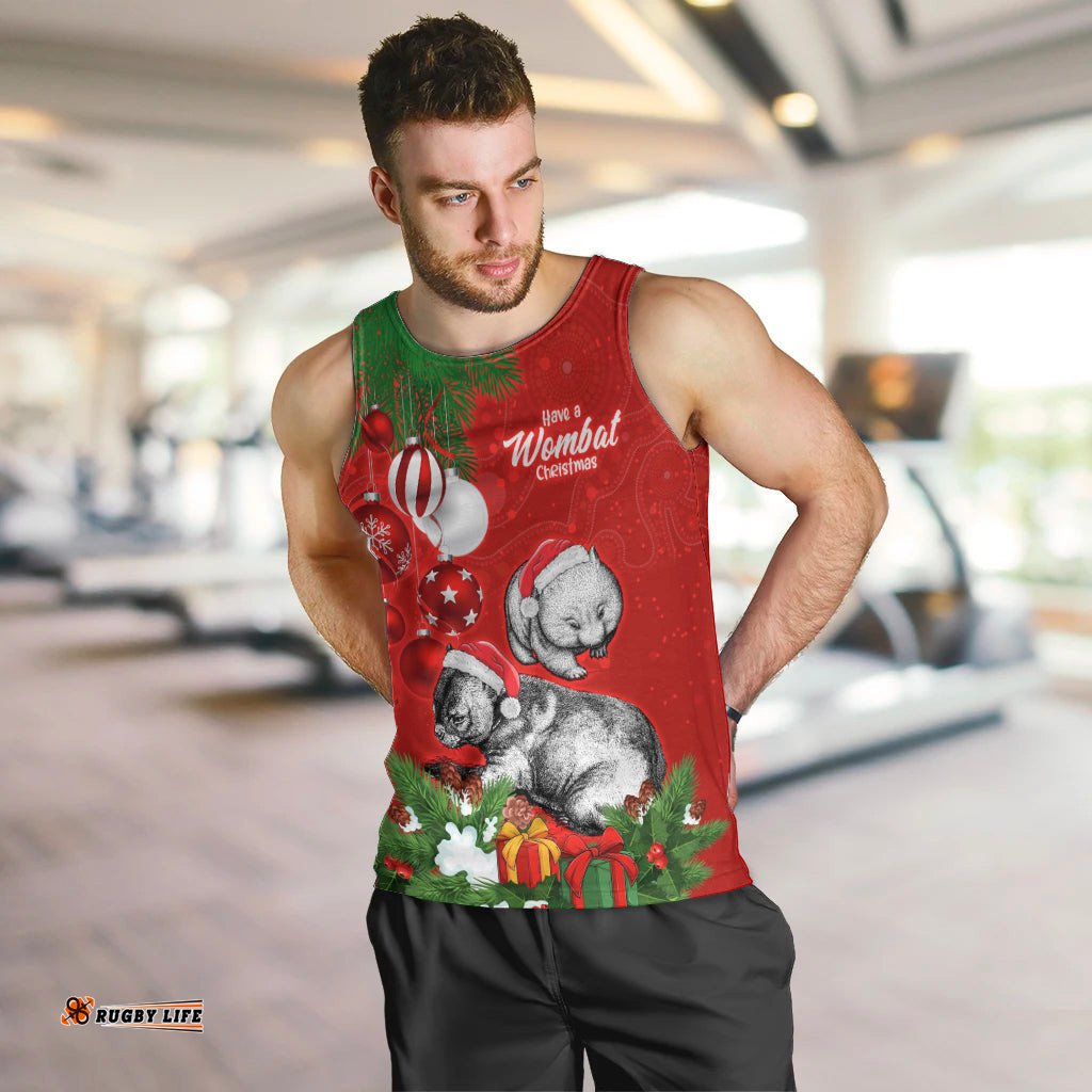 Wombat Lover Men Tank Top Australia Merry Christmas Aboriginal