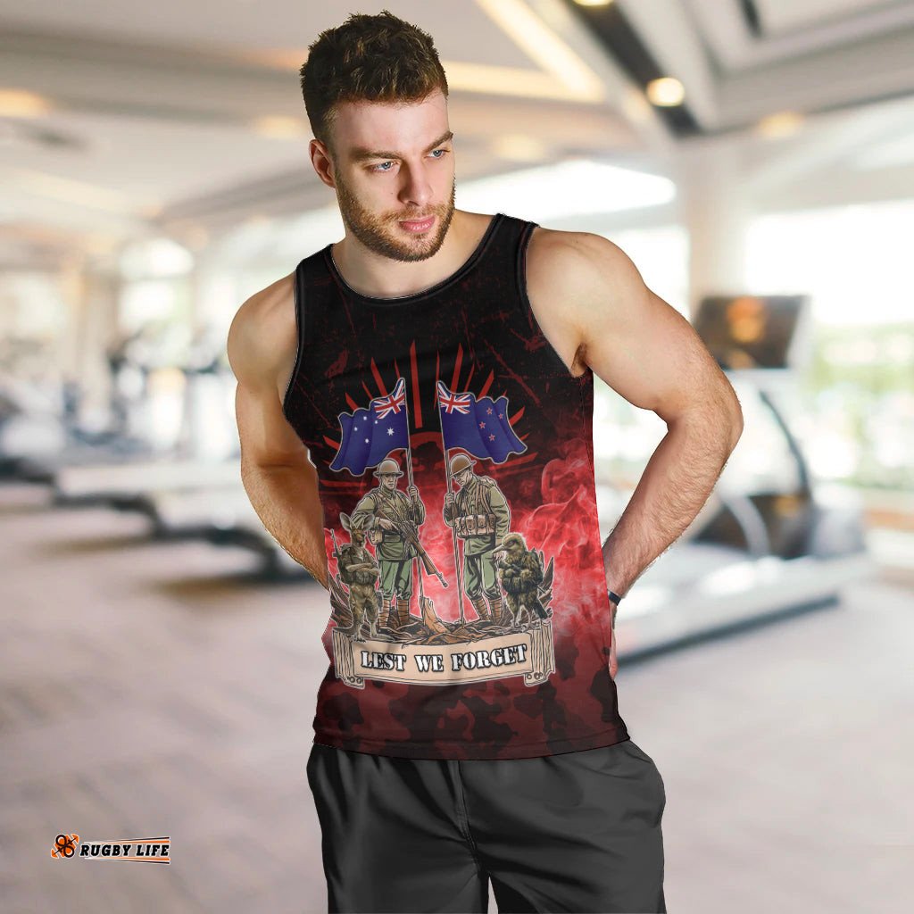Australia And New Zealand ANZAC Day Men Tank Top Soldiers Lest We Forget
