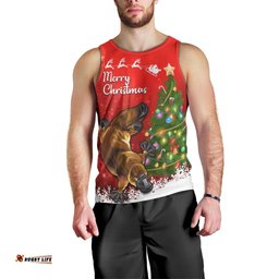 Personalised Australia Christmas Men Tank Top Aussie Platypus Xmas Vibes