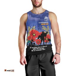 Custom Kangaroos Football ANZAC Men Tank Top Gallipoli Camouflage With Poppies