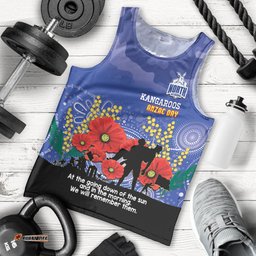 Custom Kangaroos Football ANZAC Men Tank Top Gallipoli Camouflage With Poppies