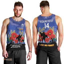 Custom Kangaroos Football ANZAC Men Tank Top Gallipoli Camouflage With Poppies