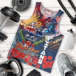 Personalised Australia Rugby Titans ANZAC Men Tank Top Gold Coast Scratch Style