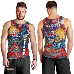 Personalised Australia Rugby Titans ANZAC Men Tank Top Gold Coast Scratch Style
