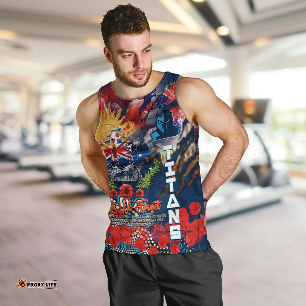 Personalised Australia Rugby Titans ANZAC Men Tank Top Gold Coast Scratch Style