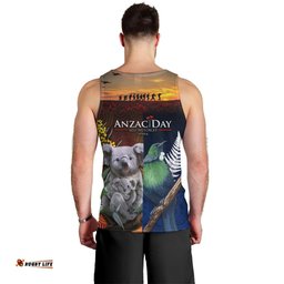Australia and New Zealand ANZAC Day Men Tank Top Tui Bird and Koala mix Maori and Aboriginal Pattern