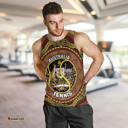 Personalised Australia Tennis Men Tank Top Aussie Indigenous Art