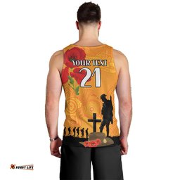 Australia Wallabies Rugby ANZAC Custom Men Tank Top Gallipoli Soldier With Aboriginal Dots Art