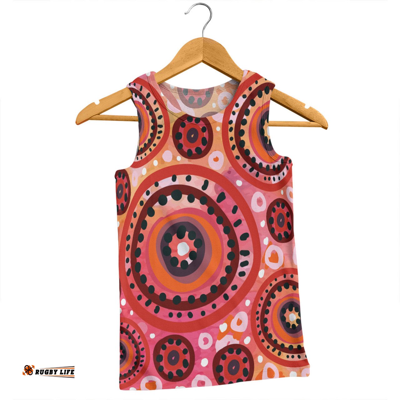 Amazing Aussie Australia Dot Painting Inspired Aboriginal Circle In The Aboriginal Dot Art Style Men Tank Top