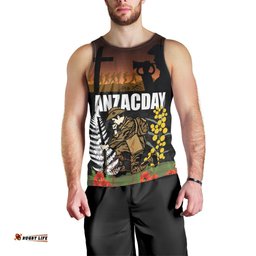 New Zealand and Australia ANZAC Day Men Tank Top Soldier and Last Post Camouflage Pattern