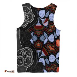 Amazing Aussie Australia Aboriginal Eucalyptus Seamless Pattern In Aboriginal Dot Art Men Tank Top