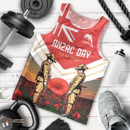 Custom Dolphins Rugby ANZAC Day Men Tank Top Soldiers Poppy Field 2024