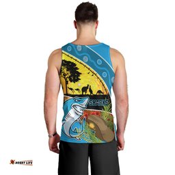 Sharks Rugby ANZAC Day Men Tank Top Sharkies Rosemary Starry Night