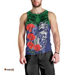 Custom Warriors Rugby ANZAC Men Tank Top Gallipoli Soldier With Aboriginal Art