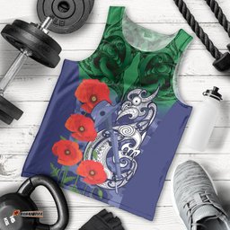 Custom Warriors Rugby ANZAC Men Tank Top Gallipoli Soldier With Aboriginal Art