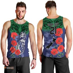 Custom Warriors Rugby ANZAC Men Tank Top Gallipoli Soldier With Aboriginal Art